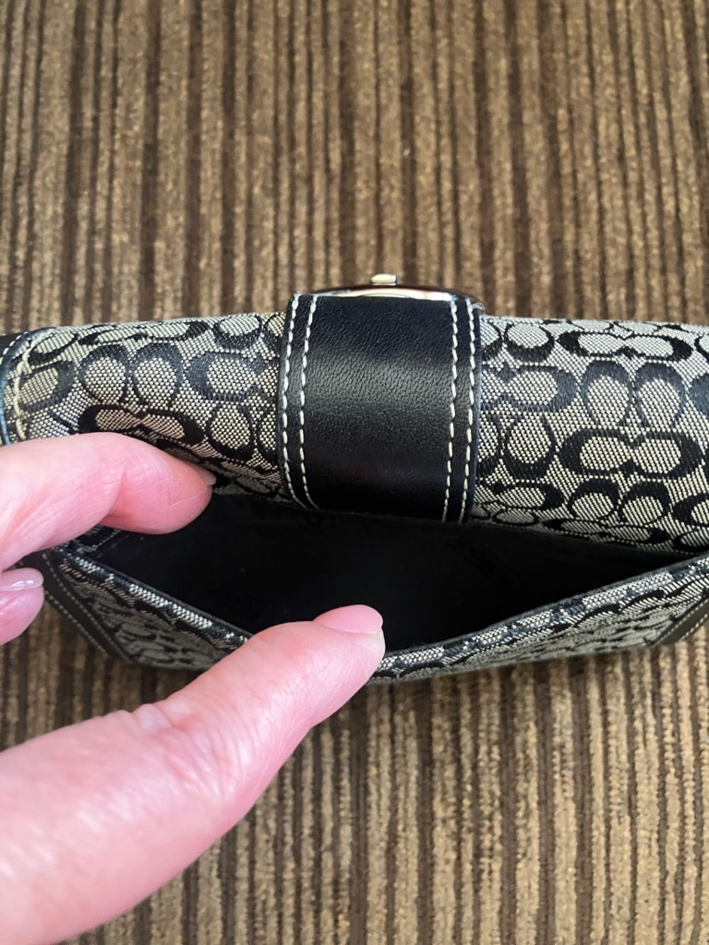 Coach Black Signature Canvas Wallet with Silver Buckle - Picture 2 of 5